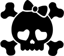 Cute Girly Skull Bow Vinyl Sticker Decal JDM - Choose Size and Color