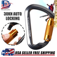 30KN Heavy Duty Auto Locking Climbing Carabiner Aluminum D Ring Clips Twist Lock