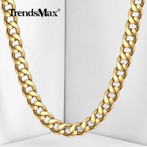 Authentic 8mm 24" Gold Plated Curb Cuban Link Chain Necklace