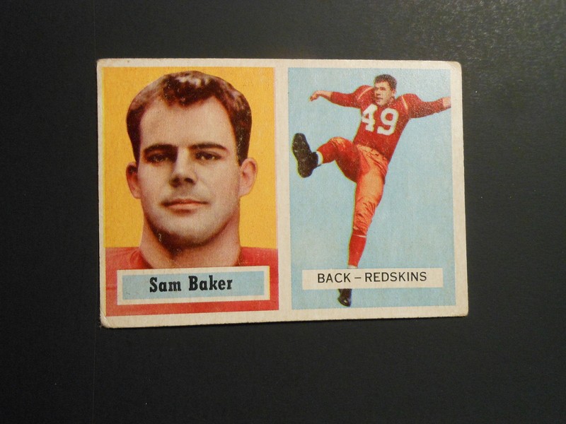 1957 TOPPS FOOTBALL CARD  #72 SAM BAKER    WASHINGTON REDSKINS