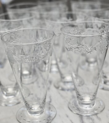 RARE HTF Hawkes Signed Crystal Fruits Border Pear & Berry Iced Tea Pilsner Glass