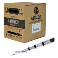 RG6 Quad Shield 18 AWG Satellite TV Black 500' Feet ft Coaxial Coax Cable Wire