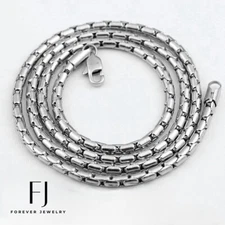 Men's Stainless Steel 24" Smooth 4mm Round Box Chain.Classic High Polish Box