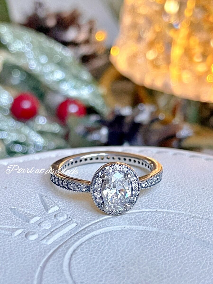 AUTHENTIC Pandora Vintage Elegance Oval Clear Cz Ring 58 AUTHENTIC Pandora Vintage Elegance Oval Clear Cz Ring 58