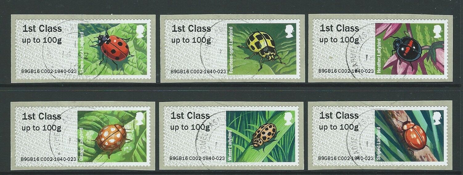 GREAT BRITAIN 2016 POST AND GO LADYBIRDS SET OF 6 FINE USED