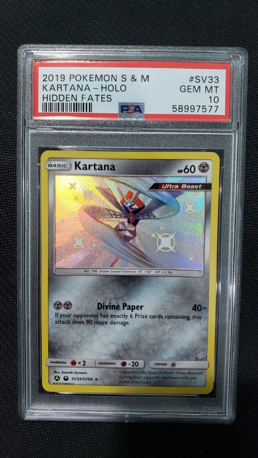 2019 Pokemon Kartana Holo Hidden Fates PSA Gem Mint 10