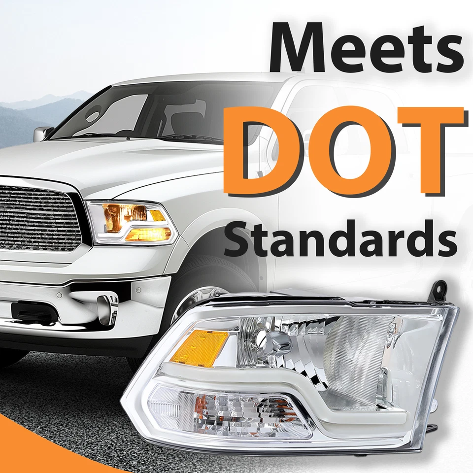 Par de faros secuenciales LED DRL para Dodge Ram 1500 2500 3500 2009-2018 DOT Foto 2 de 4