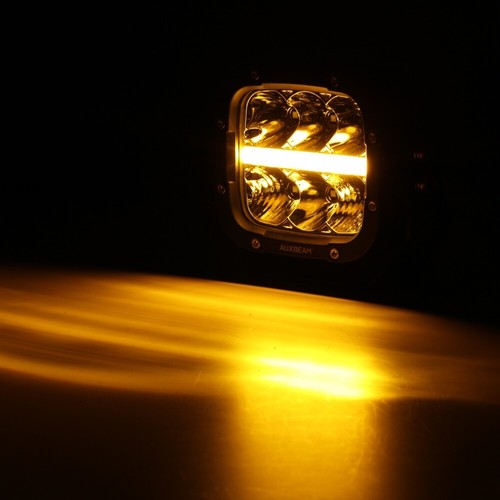 AUXBEAM Pair 5" 130W LED Work Light Offroad Spot Cube Pods Amber DRL Pickup ATV - Picture 11 of 12