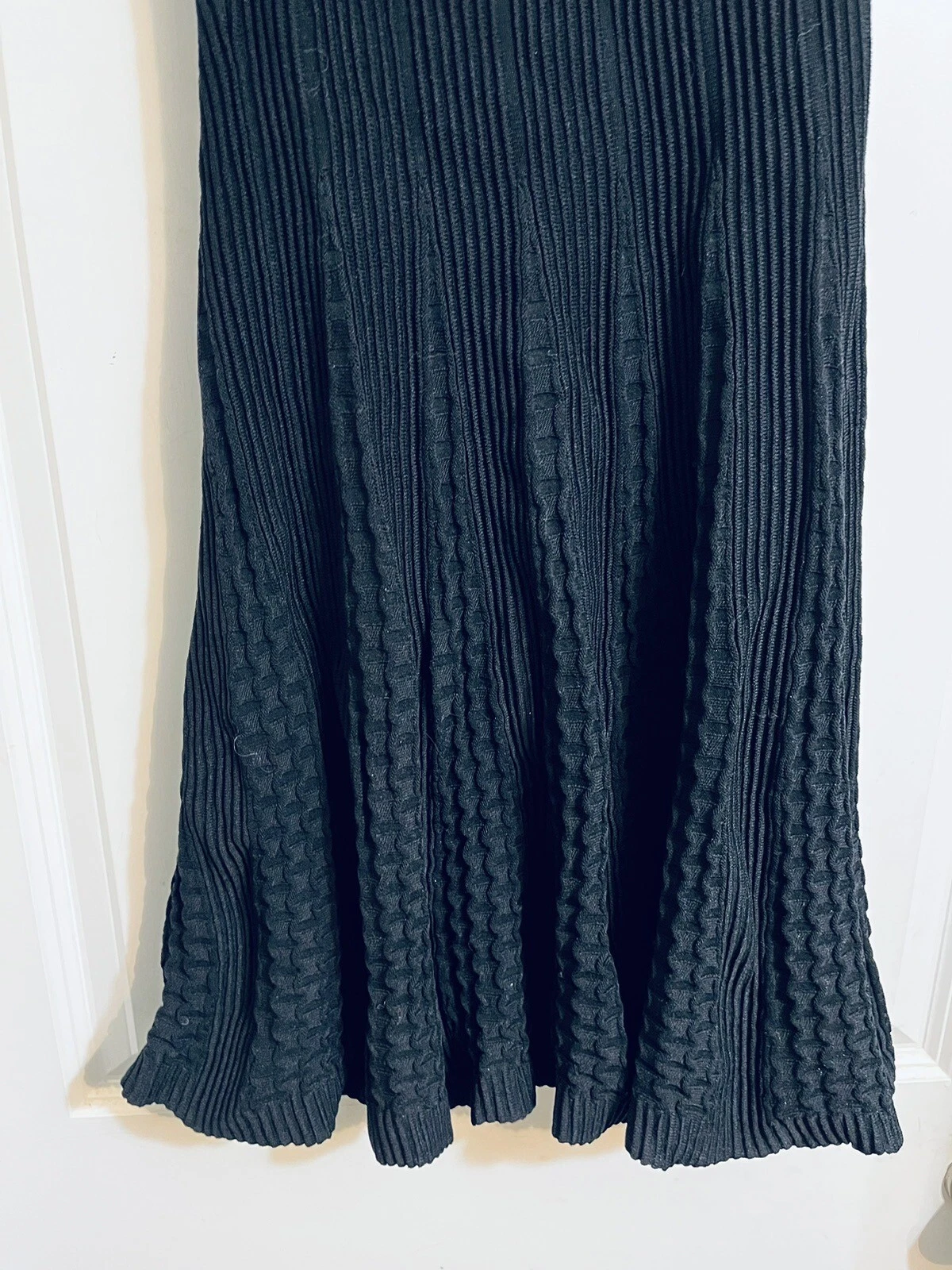 TORY BURCH Abito bodycon Zara nero stretch lavorato a maglia arricciata sulle spalle piccolo S