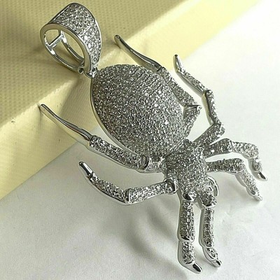 3Ct Round Cut Real Moissanite Men's Animal Spider Charm  Pendant 925 Silver