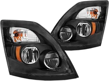 For 2004-2017 Volvo VNL VNX Black LED Headlight Assembly Pair Left&Right Side