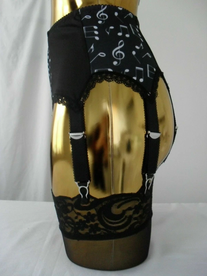 Noir/Blanc Musical Notes Imprimé Créateur 8 Ceinture - Photo 4/4