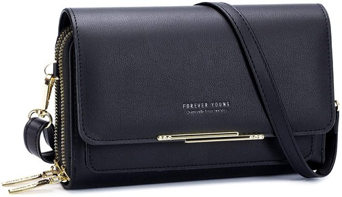 Bolso bandolera pequeño para mujer cuero genuino bolso de hombro con cremallera teléfono celular billetera - Imagen 24 de 30