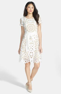shani laser cut dress Shani Women's Laser Cut Flounce-Hem Midi Dress
