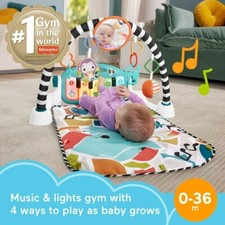 Fisher-Price Baby Playmat Glow and Grow Kick  Play Piano Gym, Blue Musical...