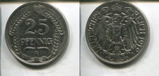 KAISERREICH 1912 A - 25 Pfennig in Nickel, vz