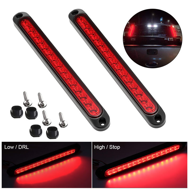 2x 15LED Red Strip Flush Mount Brake Lights Stop Tail Light Car Truck