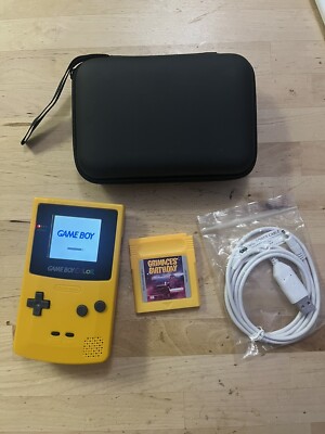 TFT Backlit Dandelion Yellow Nintendo Gameboy Color GBC USB Adapter Carry Pouch