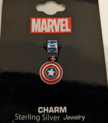Captain America Schild Anhänger 925 Sterling Silber Farbe beidseitig.