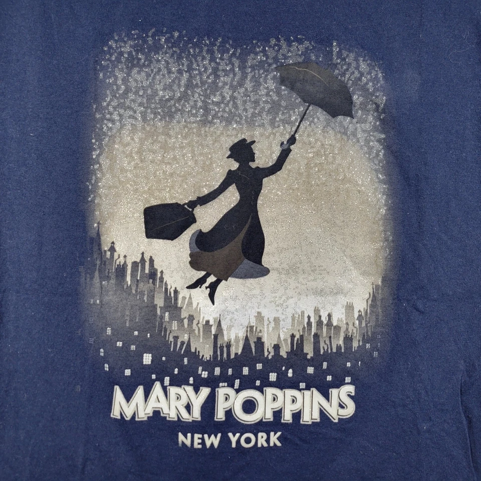 Disney Shirt Womens Medium Blue MARY POPPINS -New York Broadway- Mackintosh - Image 2 of 4