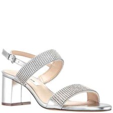 RTLS 100 NINA NEW YORK NAOMI SILVER WOMENS FAUX RHINESTONE SANDAL SZ 8.5