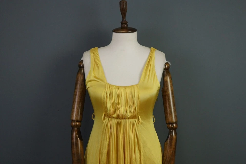 Класс Roberto Cavalli желтый оборки спереди без рукавов трапециевидный обтяжку платье Sz 40 - Изображение 2 из 4