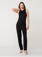 Diane Von Furstenberg MELODY HIGH NECK BLACK JUMPSUIT sz S