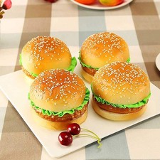 Artificial Hamburger Fake Food Bread Model Photography Prop Kitchen Decor 4 PCS