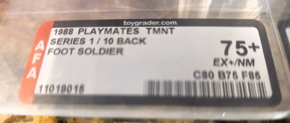 Teenage Mutant Ninja Turtles 1988 TMNT Foot Soldier 10 espalda AFA 75+ sin perforar 85 Foto 3 de 3