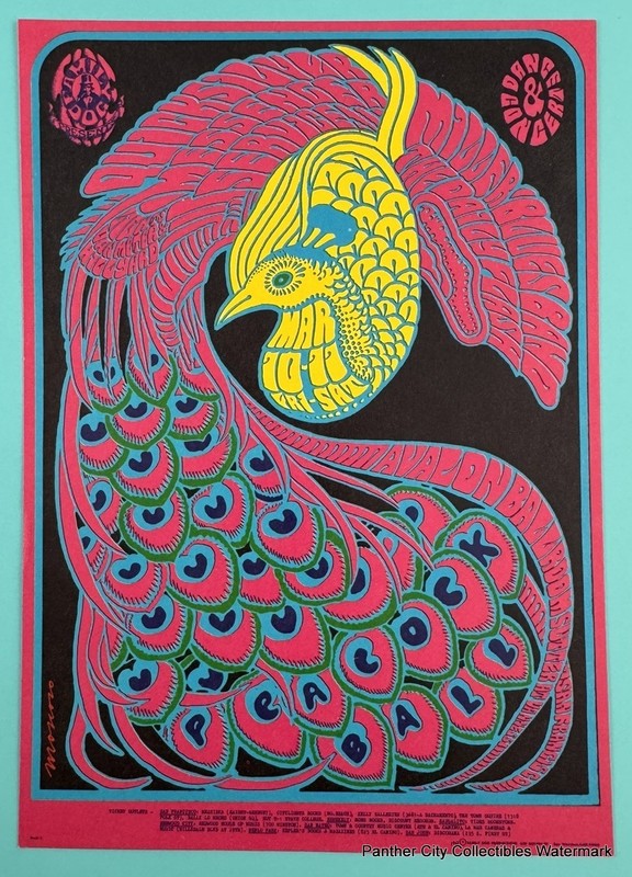 Vtg 1967 Postcard Handbill Avalon Ballroom San Francisco Quicksilver Psych Art