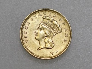 1856 $1 INDIAN PRINCESS HEAD GOLD COIN