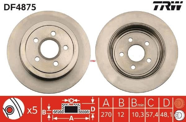 2X Bremsscheibe TRW DF4875 2 Bremsscheiben Hinterachse Hinten-image