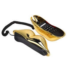 Fashionable Lip Shape Telephone Retro Novelty Landline Cute Shining Corded
