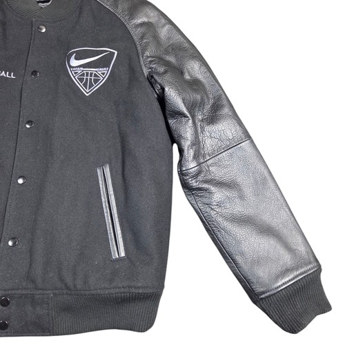 Vintage Nike Destroyer Leather Basketball Varsity Jacket Black Size Large Vtg - Picture 5 of 13