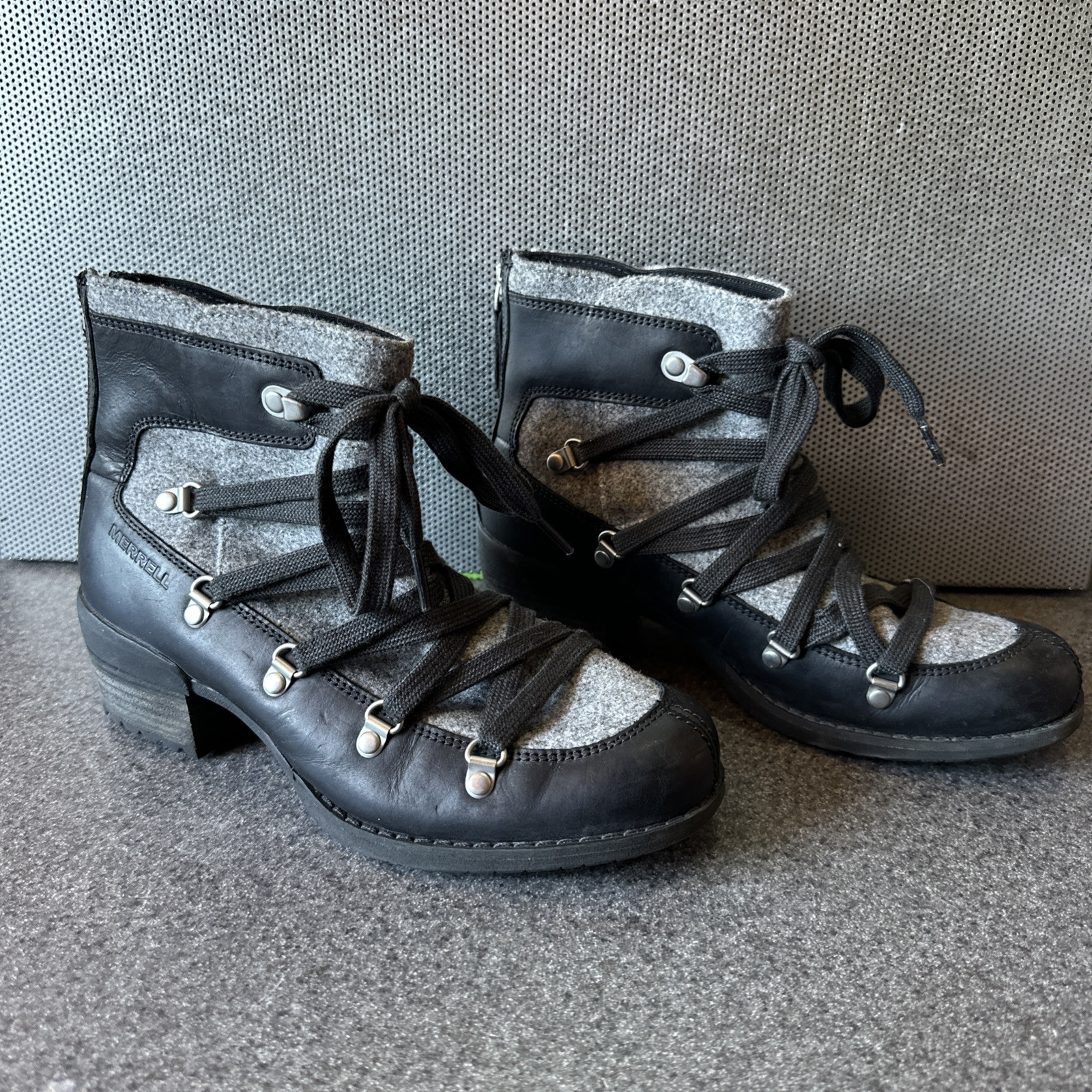 Stivaletti Merrell Shiloh II stivaletti donna 6 5 nero grigio pelle pizzo zip scarpa