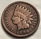 1889 Indian Head Cent Penny VG BN BN323