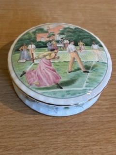 Minton Bone China Lidded Trinket Dish On The Lawn The Wimbledon Collection