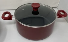 T-fal Nonstick  Aluminum 4-qt Casserole Pot W/ Vented Glass Lid Blue Cookware