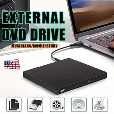 Slim External CD DVD RW Drive USB 3.0 Writer Burner Player Black For PC & Laptop
