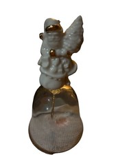 Vintage Lenox Crystal Bell Santa 1997 Made in USA Frosted Platinum Band EUC