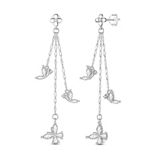 MULA European 925 Sterling Silver Stud Earrings Butterfly Tassel Women Jewelry