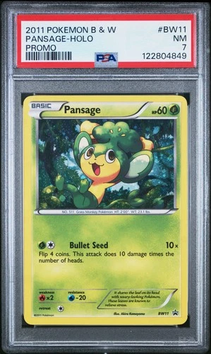 2011 POKEMON B&W PROMO #BW11 PANSAGE-HOLO PSA 7