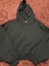 Victorias Secret Pink cropped Hoodie with rhi...