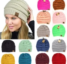 Hot item CC Beanie New Women's Knit Slouchy Thick Cap Hat Unisex Solid Color New