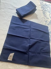 Set of 8 Bed Bath & Beyond Santa Clara Solid Navy Cotton Napkins 18”x18” 