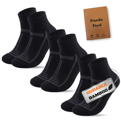 PANDA FOOD Premium Bamboo Cushioned Quarter Socks | For Walking, Running, Cycling, Hiking