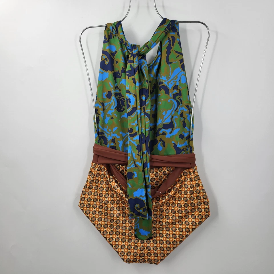 Maiô feminino FREE PEOPLE NOVO SEM ETIQUETAS L FREE-EST estampa elétrica aquática orquídea peça única  - Imagem 2 de 4