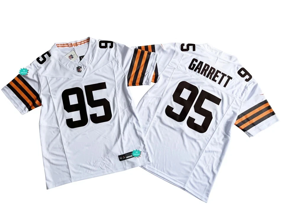 NWT Men's Browns #95 Myles Garrett White Limited Jersey