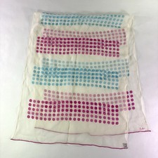 Vintage Echo Polka Dots Scarf Silk Hand Rolled Purple/Blue 40" x 16" Rectangle