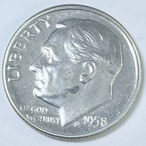 1958 PROOF ROOSEVELT SILVER DIME 90% SILVER MINT STATE DETAILS #7466